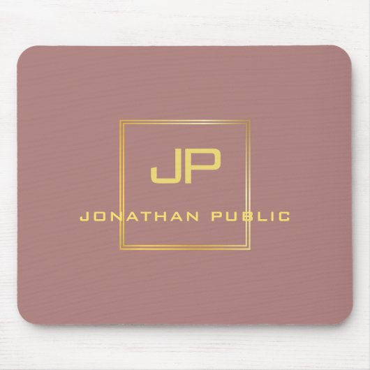 Gold Monogrammed Template Elegant Personalized Mousepad (Vorne)