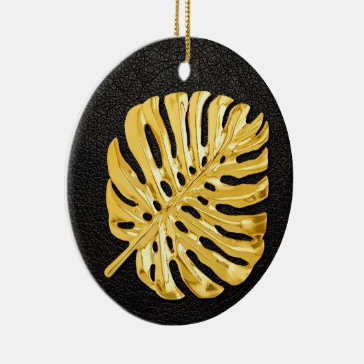 Gold Monstera Keramik Ornament (Rechts)
