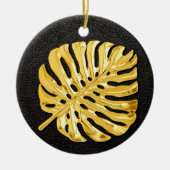 Gold Monstera Keramik Ornament (Vorne)