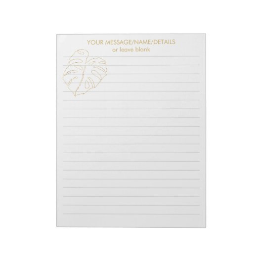 Gold Monstera Pflanze Blatt, mit Goldkäse Pflanze Notizblock (Rotiert)