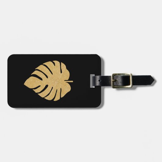 Gold Monstera Print Gepäckanhänger (Vorderseite horizontal)