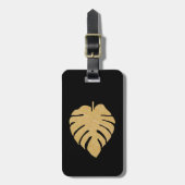 Gold Monstera Print Gepäckanhänger (Vorderseite vertikal)