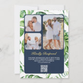 Gold Monstera Tropical Palm QR Code Hochzeit der M Einladung (Rückseite)