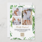 Gold Monstera Tropical Palm QR Code Hochzeit Einladung (Rückseite)