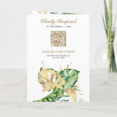 Gold Monstera Tropical Palm QR Code Wedding Einladung (Rückseite)