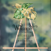 Gold Monstera Tropical Palm Wedding Welcome Acrylschild (Neutral)