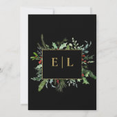 Gold Moody Winter Berry Botanical Monogram Wedding Einladung (Rückseite)