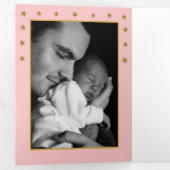 Gold Moon and Stars, 3 Foto Collage Baby Birth Dreifach Gefaltete Ankündigung (Innen Erste Seite)