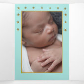 Gold Moon and Stars, 3 Foto Collage Baby Birth Dreifach Gefaltete Ankündigung (Innenseite Mitte)