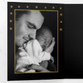 Gold Moon and Stars, 3 Foto Collage Baby Birth Dreifach Gefaltete Ankündigung (Innen Erste Seite)