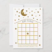 Gold Moon and Stars Baby Dusche Bingo Einladung (Vorderseite)