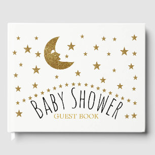 Gold Moon and Stars Baby Dusche Gästebuch