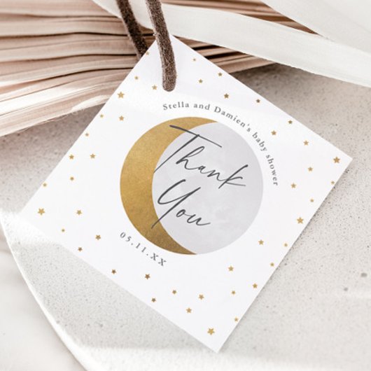 Gold Moon and Stars Baby Dusche Vielen Dank Geschenkanhänger
