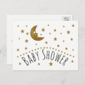 Gold Moon and Stars Baby Shower Einladung (Vorne/Hinten)