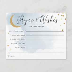 Gold Moon and Stars Blue Baby Shower Addon Card Begleitkarte