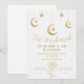 Gold Moon and Stars Eid Mubarak Invitation Einladung (Vorne/Hinten)