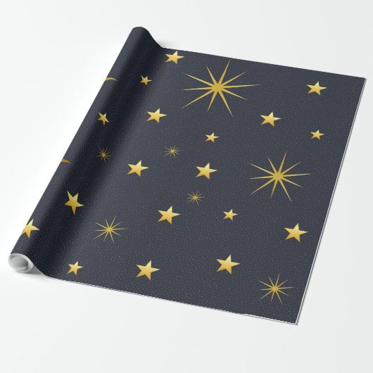Gold Moon and Stars Geschenkpapier (Ungerollt)