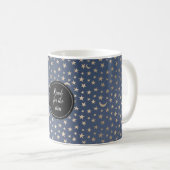 Gold Moon and Stars Night Sky Kaffeetasse (VorderseiteRechts)