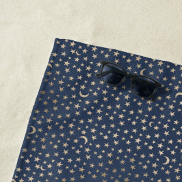 Gold Moon and Stars Night Sky Strandtuch