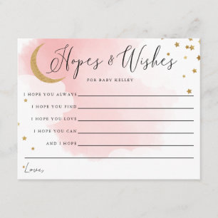 Gold Moon and Stars Pink Baby Shower Admin Card Begleitkarte