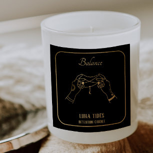Gold Moon Balance Intention Candle Label Quadratischer Aufkleber