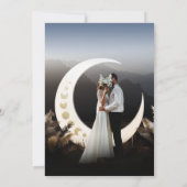 Gold Moon Blue Celestial Hochzeitseinladung Einladung (Rückseite)