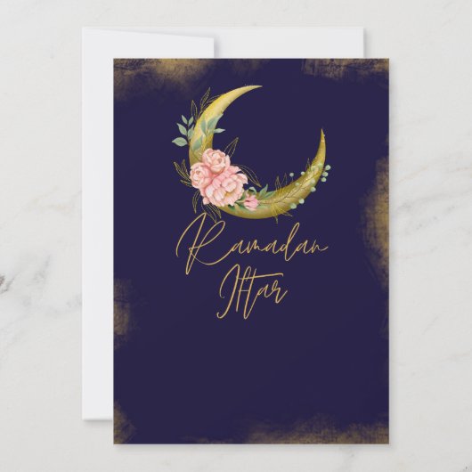 Gold Moon Elegant Ramadan Iftar Einladung (Rückseite)