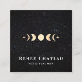 Gold Moon Phase Cosmos Stars Quadratische Visitenkarte (Vorderseite)