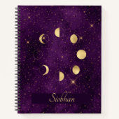 Gold Moon Phases Lila Stars Personalisiert Sketch Notizblock (Vorderseite)