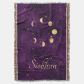 Gold Moon Phasing Lila Stars Personalisiert Decke (Vorderseite Vertikal)