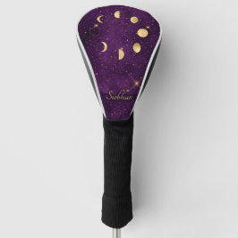 Gold Moon Phasing Lila Stars Personalisiert Golf Headcover