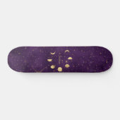 Gold Moon Phasing Lila Stars Personalisiert Skateboard (Horizontal)