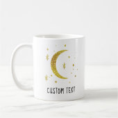 Gold Moon & Stars Custom Text Celestial  Kaffeetasse (Links)