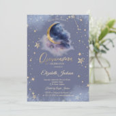 Gold Moon Stars Starry Night Quinceanera Einladung (Stehend Vorderseite)