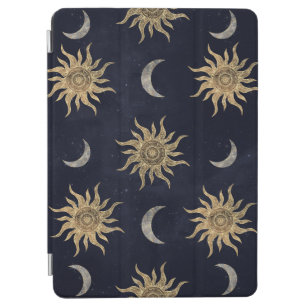 Gold Moon Sun Mandala Blue Night Sky Pattern iPad Air Hülle