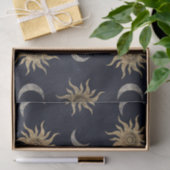 Gold Moon Sun Mandala Blue Night Sky Pattern Seidenpapier (Geschenk)