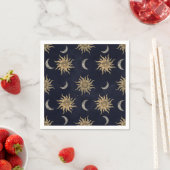 Gold Moon Sun Mandala Blue Night Sky Pattern Serviette (Beispiel)