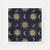 Gold Moon Sun Mandala Blue Night Sky Pattern Serviette (Vorderseite)