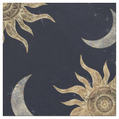 Gold Moon Sun Mandala Blue Night Sky Pattern Stoff (Nahaufnahme)