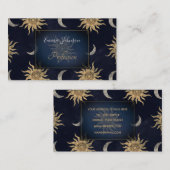 Gold Moon Sun Mandala Blue Night Sky Pattern Visitenkarte (Vorne/Hinten)