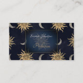 Gold Moon Sun Mandala Blue Night Sky Pattern Visitenkarte (Vorderseite)