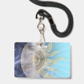 Gold Moon Sun Mandala Celestial Design Ausweis (Vorderseite mit Lanyard)