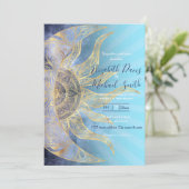 Gold Moon Sun Mandala Celestial Design Einladung (Stehend Vorderseite)