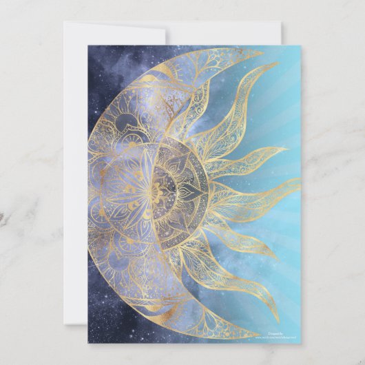Gold Moon Sun Mandala Celestial Design Einladung (Rückseite)