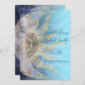 Gold Moon Sun Mandala Celestial Design Einladung (Vorne/Hinten)