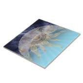 Gold Moon Sun Mandala Celestial Design Fliese (Seite)