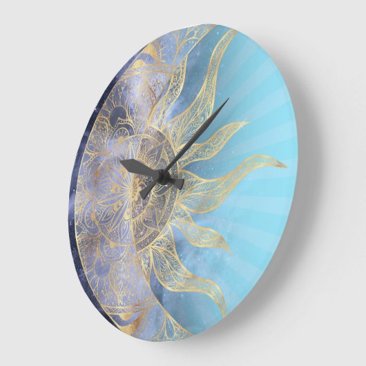Gold Moon Sun Mandala Celestial Design Große Wanduhr (Winkel)