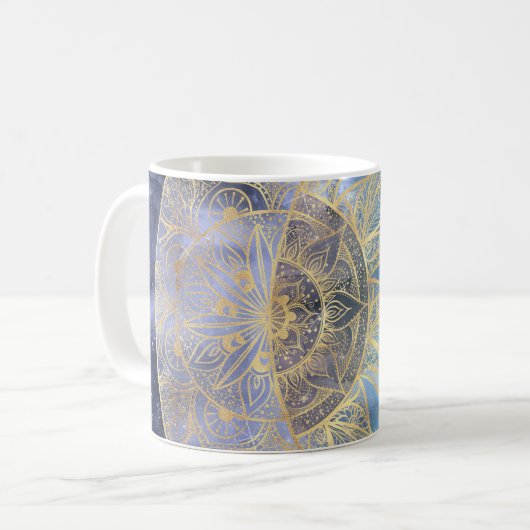 Gold Moon Sun Mandala Celestial Design Kaffeetasse (Vorderseite Links)