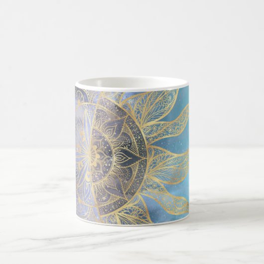Gold Moon Sun Mandala Celestial Design Kaffeetasse (Mittel)