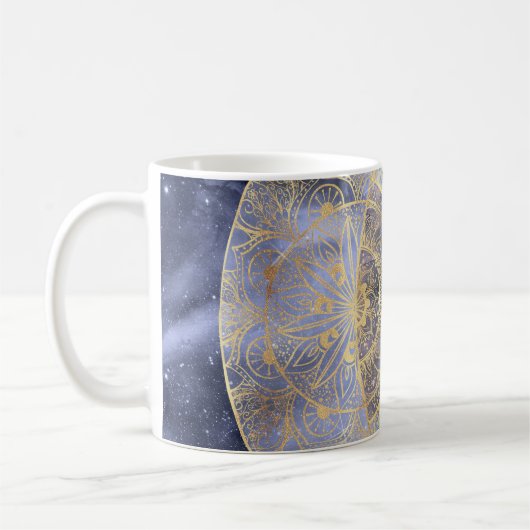 Gold Moon Sun Mandala Celestial Design Kaffeetasse (Links)